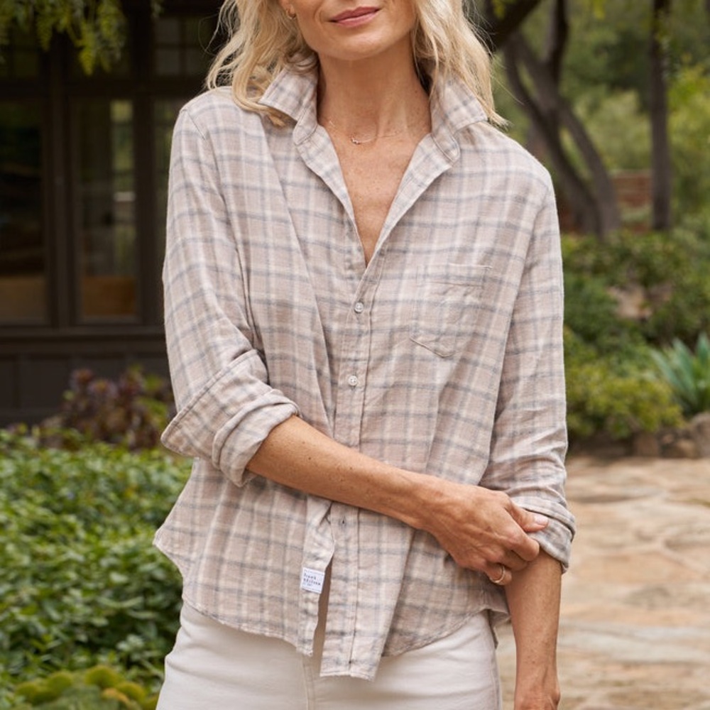 Frank & Eileen Beige Plaid Button Down Shirt